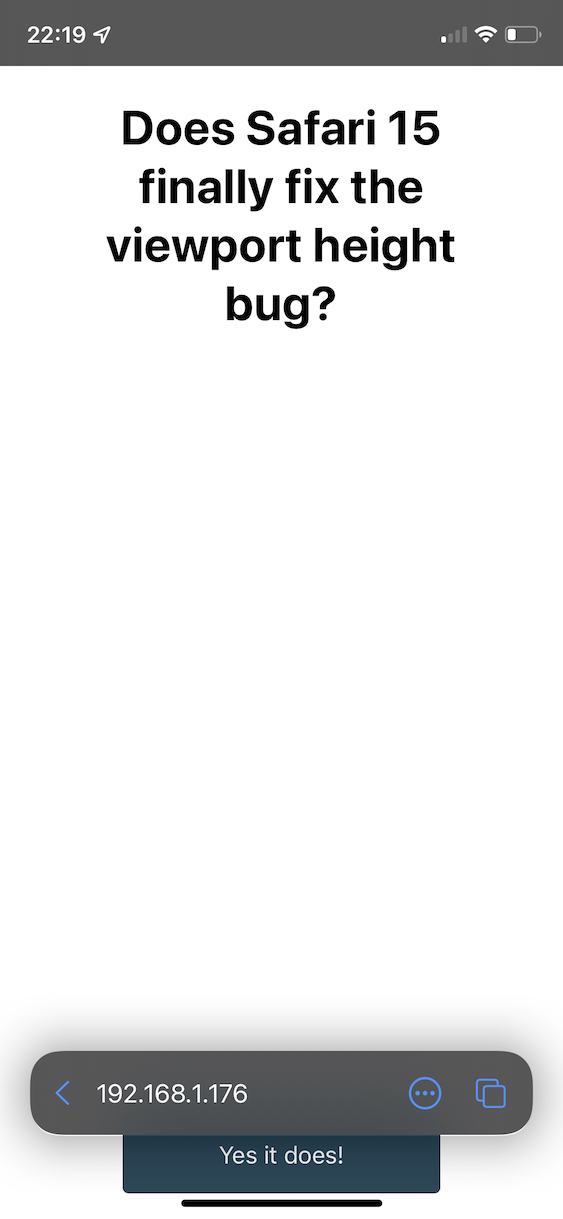 an image showing the button being partially covered by the new floating address bar in iOS 15's Mobile Safari